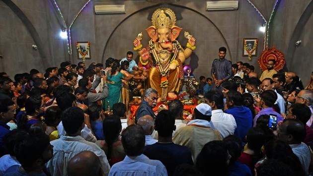 Devotees of Ganesha look forward all year to Ganeshotsav, a 10-day festival during which the idol is brought home or to public pandals and it is followed by festivities. This year, the festival is being held between August 25 and September 5. Some of the must visit pandals around Mumbai are Lalbaugcha Raja, Goud Saraswat Brahmin (GSB) and Keshavji Naik Chawl. (Sashui S Kashway/ HT PHOTO) Devotees of Ganesha look forward all year to Ganeshotsav, a 10-day festival during which the idol is brought home or to public pandals and it is followed by festivities. This year, the festival is being held between August 25 and September 5. Some of the must visit pandals around Mumbai are Lalbaugcha Raja, Goud Saraswat Brahmin (GSB) and Keshavji Naik Chawl. (Sashui S Kashway/ HT PHOTO)