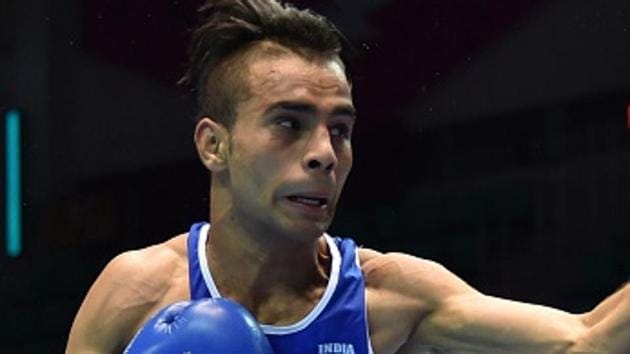 Gaurav Bidhuri of India won his bout in the 56kg category at the World Boxing Championships.(AFP/Getty Images file photo)