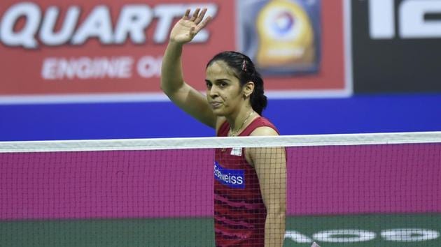 India's Saina Nehwal reacts after winning her women’s singles quarter-final against Scotland's Kirsty Gilmour at the 2017 World Badminton Championships at the Emirates Arena in Glasgow on Friday. (AFP) India's Saina Nehwal reacts after winning her women’s singles quarter-final against Scotland's Kirsty Gilmour at the 2017 World Badminton Championships at the Emirates Arena in Glasgow on Friday. (AFP)