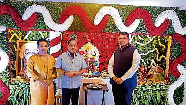 Narayan Rane’s son and Congress legislator, Nitesh, tweeted a photograph of Fadnavis with them on Saturday. (HT File) Narayan Rane’s son and Congress legislator, Nitesh, tweeted a photograph of Fadnavis with them on Saturday. (HT File)