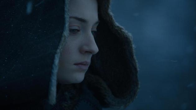 Sophie Turner as Sansa Stark in The Dragon and the Wolf, season finale of Game of Thrones. Sophie Turner as Sansa Stark in The Dragon and the Wolf, season finale of Game of Thrones.