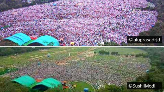 Combination image of the photo posted by Lalu Prasad and the other forwarded by Sushil Kumar Modi on Twitter.(Twitter) Combination image of the photo posted by Lalu Prasad and the other forwarded by Sushil Kumar Modi on Twitter.(Twitter)