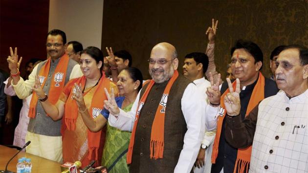 Bharatiya Janata Party leaders in Gandhinagar. (PTI file) Bharatiya Janata Party leaders in Gandhinagar. (PTI file)