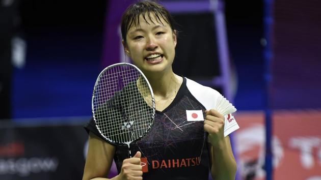 Japan's Nozomi Okuhara celebrates after her victory. (AFP) Japan's Nozomi Okuhara celebrates after her victory. (AFP)