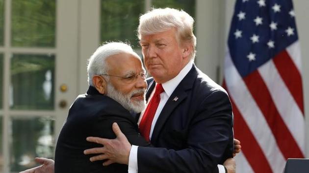 Prime Minister Narendra Modi hugs US President Donald Trump in the Rose Garden of the White House in Washington. (REUTERS) Prime Minister Narendra Modi hugs US President Donald Trump in the Rose Garden of the White House in Washington. (REUTERS)