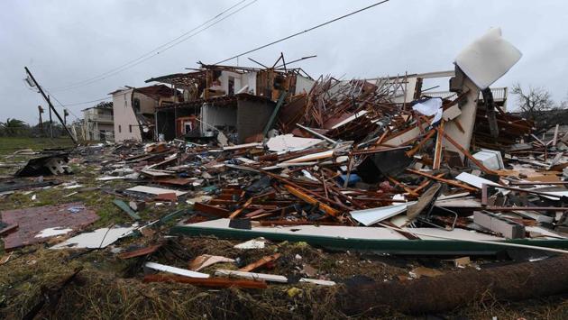 Damage to a two-storey apartment building after Hurricane Harvey hit Rockport, Texas. (Mark Ralston/ AFP) Damage to a two-storey apartment building after Hurricane Harvey hit Rockport, Texas. (Mark Ralston/ AFP)