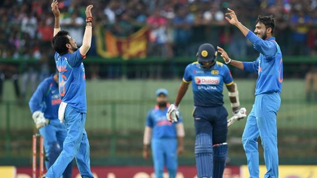 Axar Patel (right) also got a wicket to his name. (PTI) 