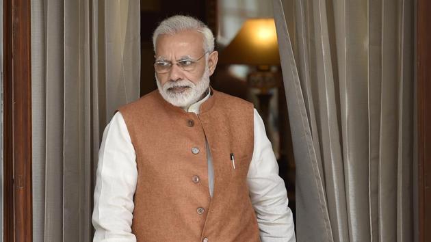 Prime Minister Narendra Modi at the Hydrabad House in New Delhi.(Ajay Aggarwal/HT File Photo)