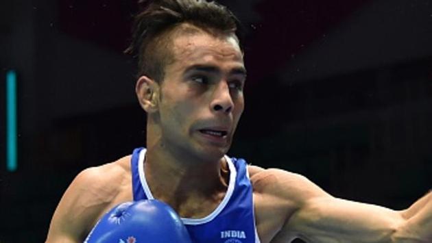 Gaurav Bidhuri of India reached the quarterfinals of the World Boxing Championships in the 56 kg category.(AFP/Getty Images file photo)