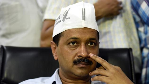 Delhi chief minister Arvind Kejriwal at his residence, after AAP candidate Ram Chandra won the Bawana bypoll in New Delhi on Monday.(Sonu Mehta/HT PHOTO) Delhi chief minister Arvind Kejriwal at his residence, after AAP candidate Ram Chandra won the Bawana bypoll in New Delhi on Monday.(Sonu Mehta/HT PHOTO)