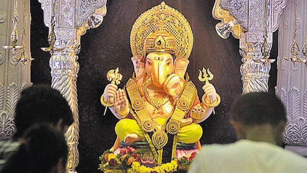 The Tambdi Jogeshwari Ganpati Mandal. (Ravindra Joshi/HT PHOTO)