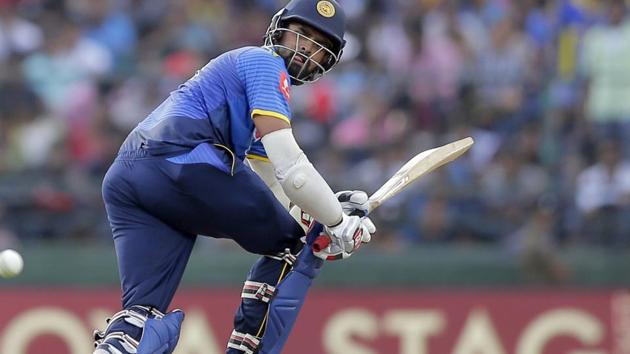 Sri Lanka cricket team's Lahiru Thirimanne glides one to the fence during the third ODI against Indian cricket team in Pallekele on Sunday. (AP) Sri Lanka cricket team's Lahiru Thirimanne glides one to the fence during the third ODI against Indian cricket team in Pallekele on Sunday. (AP)