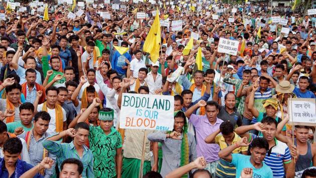 Activists of Bodo organisations during an earlier blockade of the national highway 31 to demand a separate state of Bodoland in Assam. (PTI) Activists of Bodo organisations during an earlier blockade of the national highway 31 to demand a separate state of Bodoland in Assam. (PTI)