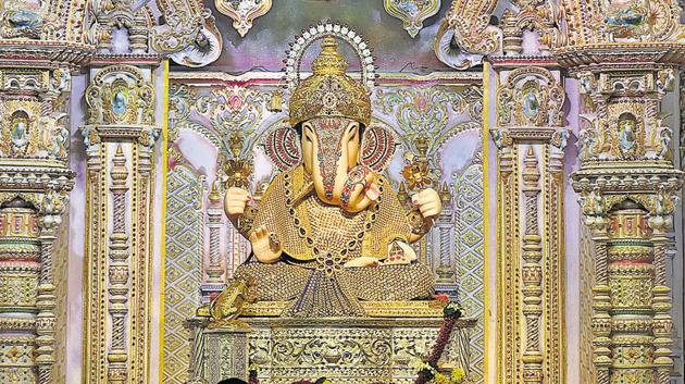 The Dagdusheth Ganpati Mandal. (Pratham Gokhale/HT PHOTO)