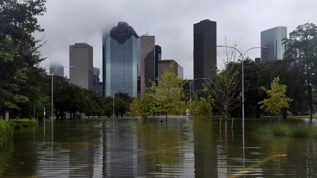 The downtown skyline is reflected in the flood water at Buffalo Bayou Park after Hurricane Harvey inundated the Texas Gulf coast with rain causing widespread flooding, in Houston. (Reuters Photo) The downtown skyline is reflected in the flood water at Buffalo Bayou Park after Hurricane Harvey inundated the Texas Gulf coast with rain causing widespread flooding, in Houston. (Reuters Photo)