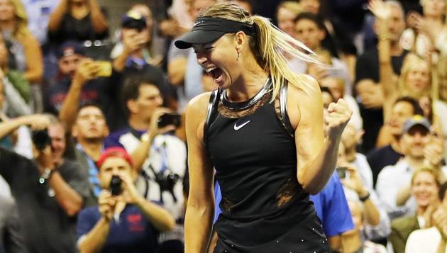 Maria Sharapova stunned Simona Halep 6-4, 4-6, 6-3 to reach the second round of the US Open. (AFP) Maria Sharapova stunned Simona Halep 6-4, 4-6, 6-3 to reach the second round of the US Open. (AFP)