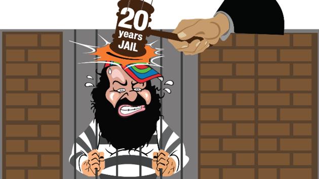 Dr Ashutosh Kumar, a political scientist at Panjab University, who has studied the deras in Punjab, says this larger-than-life image resonates with people who want a medium that will help them attain salvation. (Illustration: Lal Singh/HT) Dr Ashutosh Kumar, a political scientist at Panjab University, who has studied the deras in Punjab, says this larger-than-life image resonates with people who want a medium that will help them attain salvation. (Illustration: Lal Singh/HT)