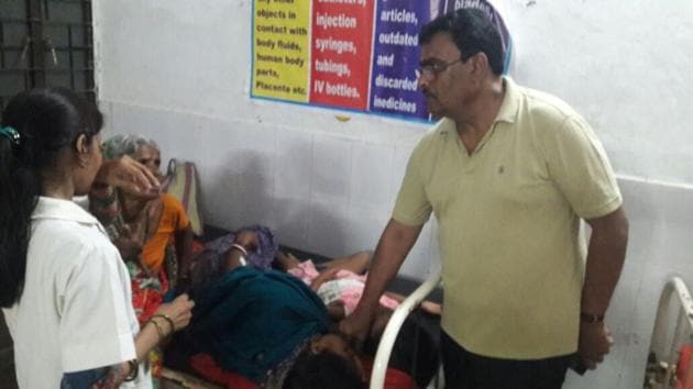 Villagers undergoing treatment at the Forbesganj referral hospital in Bihar’s Araria district on Monday. (HT photo) Villagers undergoing treatment at the Forbesganj referral hospital in Bihar’s Araria district on Monday. (HT photo)