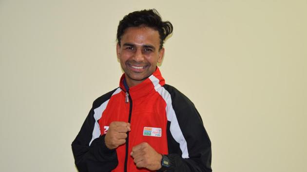 Gaurav Bidhuri is now only the fourth Indian boxer to assure himself a medal at World Boxing Championship.(HT Photo)