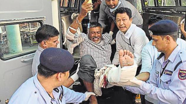 Even during their treatment in the hospitals, the injured were under strict vigil to ensure that they did not escape. (HT file) Even during their treatment in the hospitals, the injured were under strict vigil to ensure that they did not escape. (HT file)