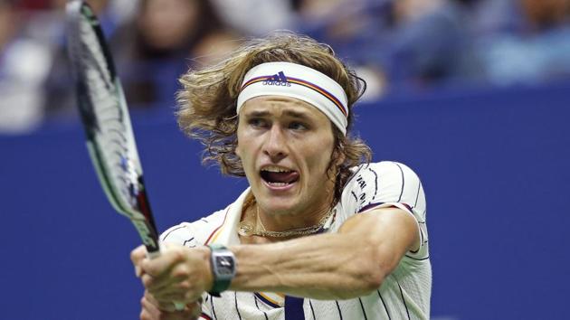 Alexander Zverev of Germany defeated Darian King in straight sets 7-6, 7-5, 6-4. (AP Photo/Kathy Willens) (AP)