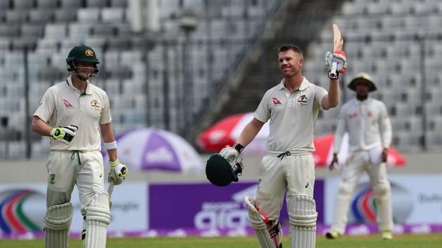 David Warner notched up his 19th Test century and second in Asia as Australia were in a comfortable position. (AFP)