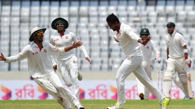 Shakib Al Hasan picked up his second 10-wicket haul in Tests as he snapped up Glenn Maxwell immediately after the lunch break. (AFP)