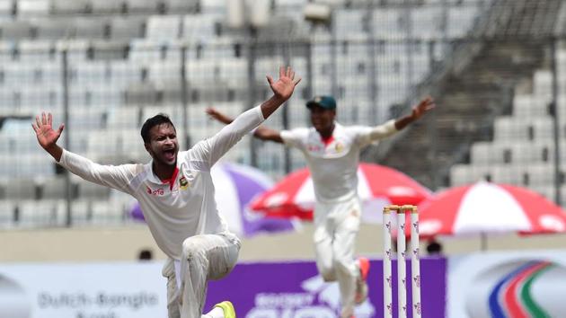 In addition to his 10 wickets, Shakib had chipped in with a vital 84 which saw Bangladesh change the course of the game. (AFP)