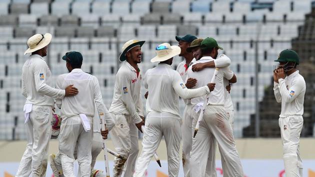 Despite some late hitting from Pat Cummins, Bangladesh hung in and secured a 20-run win over Australia. It was their first Test win against Steve Smith’s side. (AFP)
