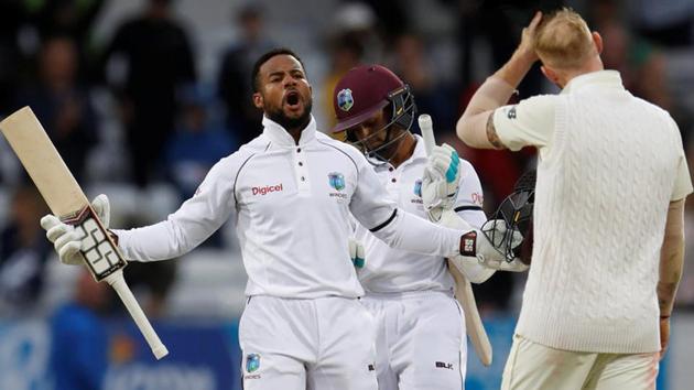Shai Hope celebrates a famous West Indies win vs England at Headingley, Leeds on Wednesday. (Action Images via Reuters) Shai Hope celebrates a famous West Indies win vs England at Headingley, Leeds on Wednesday. (Action Images via Reuters)