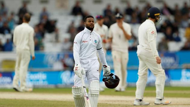 Shai Hope became the first player in history to score two hundreds in a first-class match in Leeds. (Action Images via Reuters)