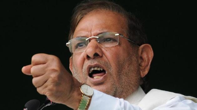 Sharad Yadav at Maha rally "Bhajpa Bhagao Desh Bachao" at Gandhi Maidan in Patna Bihar India on Sunday Aug 27,2017. (AP Dube/Hindustan Times) Sharad Yadav at Maha rally "Bhajpa Bhagao Desh Bachao" at Gandhi Maidan in Patna Bihar India on Sunday Aug 27,2017. (AP Dube/Hindustan Times)