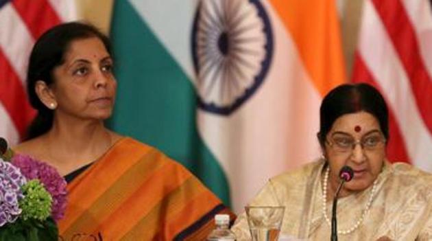 Minister of Commerce and Industry Nirmala Sitharaman and External Affairs Minister Sushma Swaraj in Washington September 22, 2015. (Reuters File Photo) Minister of Commerce and Industry Nirmala Sitharaman and External Affairs Minister Sushma Swaraj in Washington September 22, 2015. (Reuters File Photo)