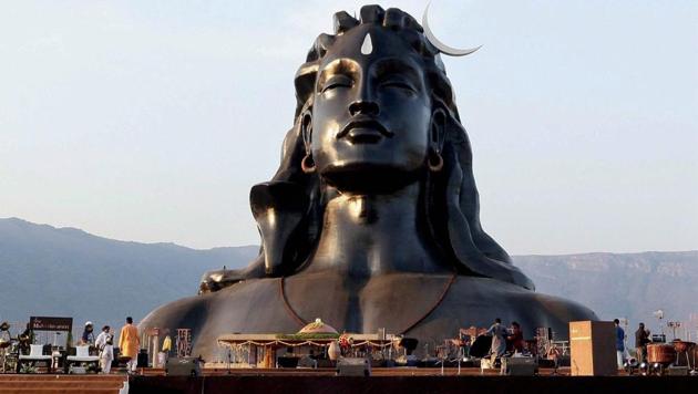 The 112-feet statue of Adiyogi Lord Shiva that was unveiled by Prime Minister Narendra Modi at Isha Foundation in Coimbatore on the occasion of Maha Shivratri on February 24, 2017.(PTI File Photo)