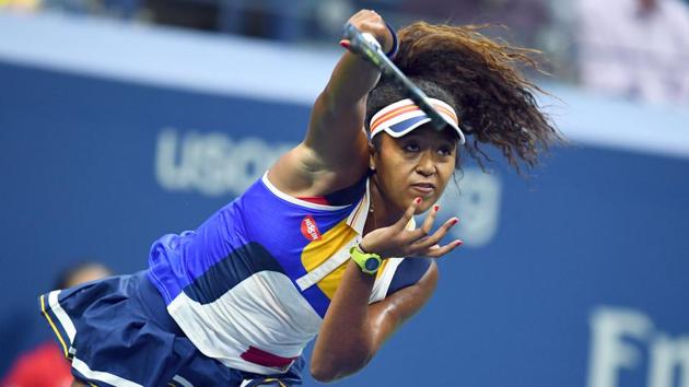 Japan’s Naomi Osaka serves the ball to Germany’s Angelique Kerber during their 2017 US Open Women's Singles match. (AFP)