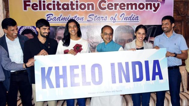 PV Sindhu, Saina Nehwal and Kidambi Srikanth at a felicitation ceremony at Sports Minister Vijay Goel’s house on Thursday. (Twitter: @VijayGoelBJP) PV Sindhu, Saina Nehwal and Kidambi Srikanth at a felicitation ceremony at Sports Minister Vijay Goel’s house on Thursday. (Twitter: @VijayGoelBJP)