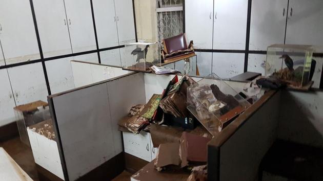 Documents in SGNP’s forest divisional office destroyed. (HT) Documents in SGNP’s forest divisional office destroyed. (HT)