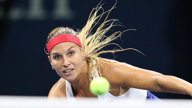 Dominika Cibulkova of Slovakia crashed out of the tournament after losing to Sloane Stephens of the United States. (USA Today Sports)