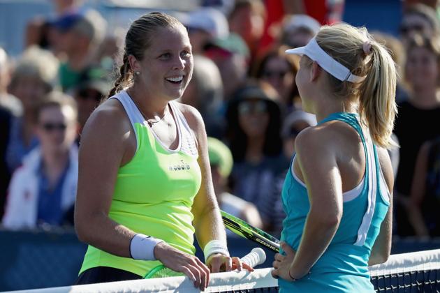 Shelby Rogers of the United States (L) celebrates after defeating Daria Gavrilova of Australia during their second round US Open match. (AFP) Shelby Rogers of the United States (L) celebrates after defeating Daria Gavrilova of Australia during their second round US Open match. (AFP)