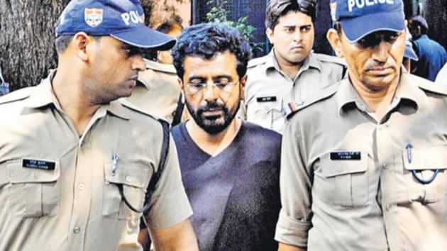 Rajesh Gulati in the court premises in Dehradun on Thursday.(HT PHOTO)