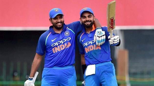 Virat Kohli (L) Rohit Sharma both scored centuries against Sri Lanka during the 4th ODI match in Colombo on Thursday. (PTI) Virat Kohli (L) Rohit Sharma both scored centuries against Sri Lanka during the 4th ODI match in Colombo on Thursday. (PTI)