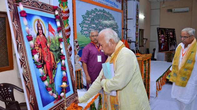 RSS chief Mohan Bhagwat with Sangh’s general secretary Bhaiyaji Joshi during three-day annual meeting of Rashtriya Swayamsewak Sangh at Keshav Dham, Vrindavan near Mathura on September 1. (PTI Photo) RSS chief Mohan Bhagwat with Sangh’s general secretary Bhaiyaji Joshi during three-day annual meeting of Rashtriya Swayamsewak Sangh at Keshav Dham, Vrindavan near Mathura on September 1. (PTI Photo)