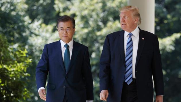 US President Donald Trump spoke with South Korean President Moon Jae-in over North Korea.(AP file photo)