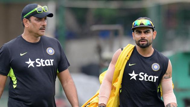 Ravi Shastri, Indian cricket team’s head coach, shares a good rapport with Virat Kohli. (AFP) Ravi Shastri, Indian cricket team’s head coach, shares a good rapport with Virat Kohli. (AFP)