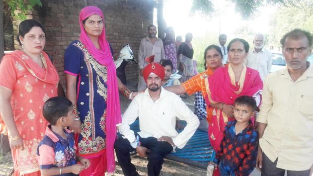 The groom with his relatives after the girl refused to marry him.(HT Photo)