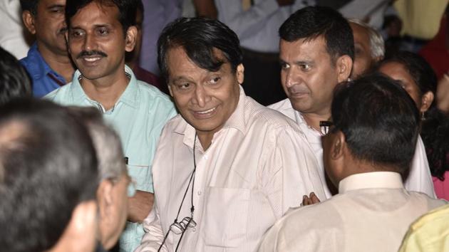 Suresh Prabhu after the reshuffle at Rashtrapati Bhawan during ceremony in New Delhi. (Arvind Yadav/HT Photo) Suresh Prabhu after the reshuffle at Rashtrapati Bhawan during ceremony in New Delhi. (Arvind Yadav/HT Photo)