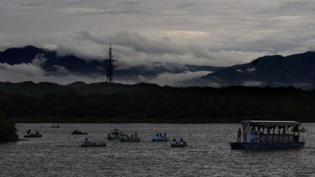 A beautiful view of clouds moving over the hills at Sukhna Lake in Chandigarh. (Keshav Singh / HT photo) A beautiful view of clouds moving over the hills at Sukhna Lake in Chandigarh. (Keshav Singh / HT photo)