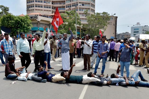 Political parties and pro-Tamil outfits have been staging state-wide protests over the suicide of a 17-year-old girl who had moved the Supreme Court against NEET- based medical examinations. (PTI) Political parties and pro-Tamil outfits have been staging state-wide protests over the suicide of a 17-year-old girl who had moved the Supreme Court against NEET- based medical examinations. (PTI)