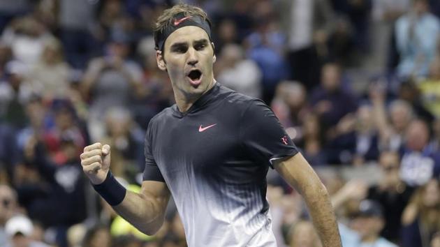 Roger Federer reacts after defeating Feliciano Lopez at the US Open. (AP) Roger Federer reacts after defeating Feliciano Lopez at the US Open. (AP)