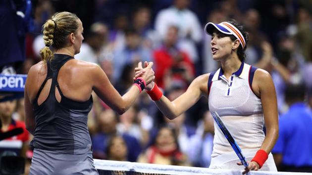 Petra Kvitova stunned Wimbledon champion and third seed Garbine Muguruza 7-6(3), 6-3 to enter the US Open quarter-finals. (AFP) Petra Kvitova stunned Wimbledon champion and third seed Garbine Muguruza 7-6(3), 6-3 to enter the US Open quarter-finals. (AFP)